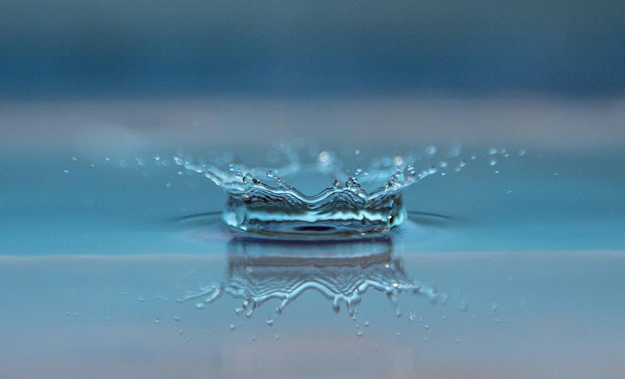 Water drop creating ripples for leak detection
